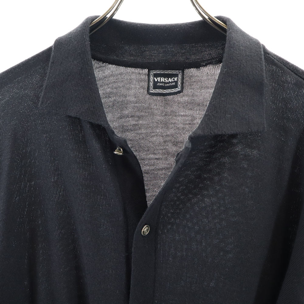 VERSACE JEANS COUTURE ヴェルサーチ ジーンズ クチュール ウール 長袖 ニットカーディガン M チャコールグレー メンズ