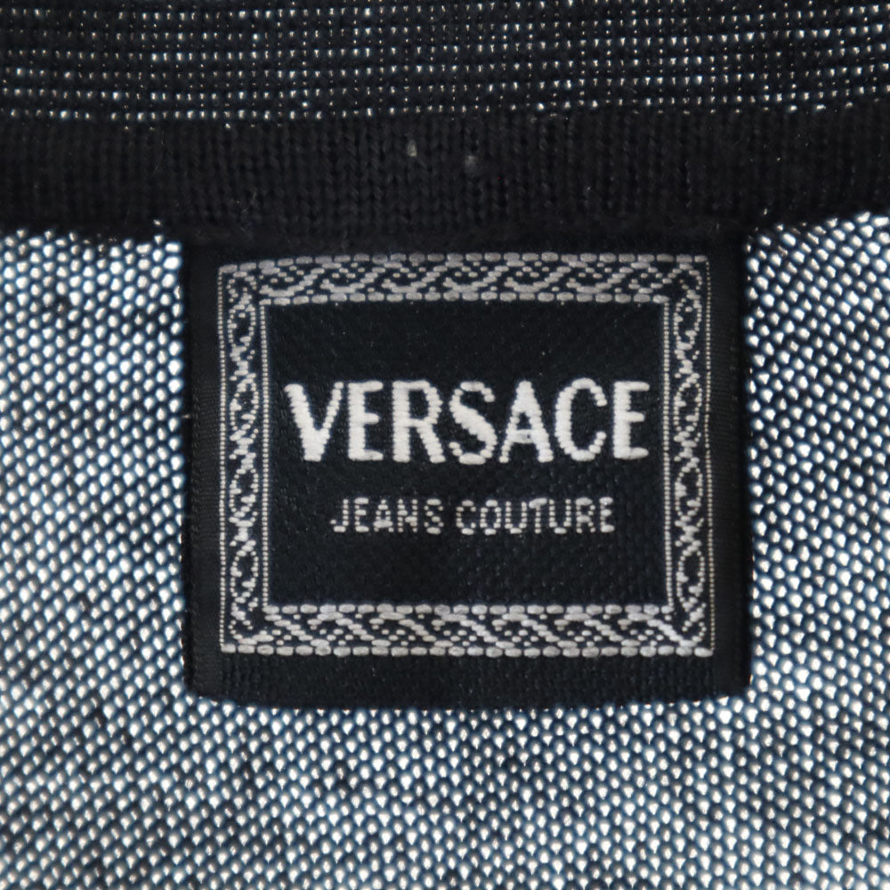 VERSACE JEANS COUTURE ヴェルサーチ ジーンズ クチュール ウール 長袖 ニットカーディガン M チャコールグレー メンズ