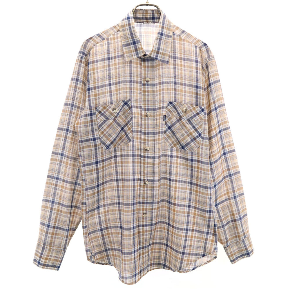 Levi's リーバイス 70s ヴィンテージ チェック柄 長袖 シャツ M ベージュ 他 メンズ