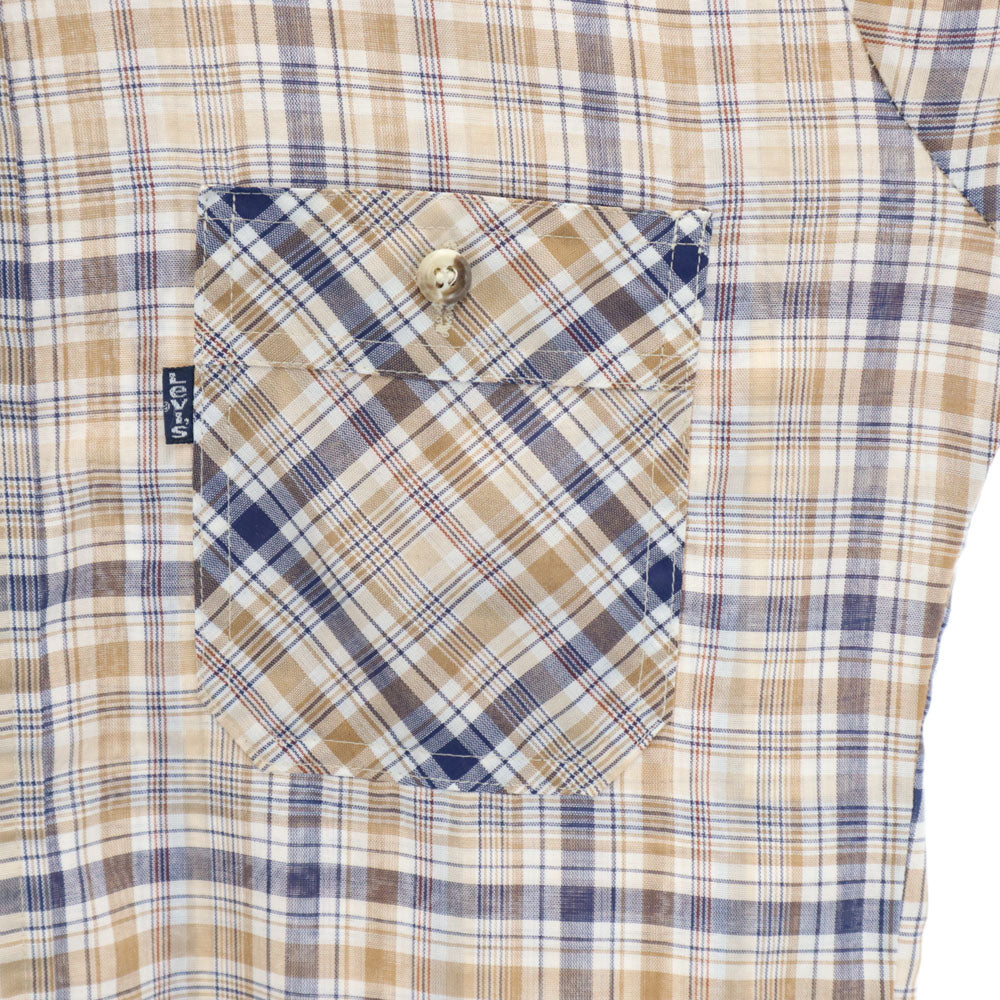 Levi's リーバイス 70s ヴィンテージ チェック柄 長袖 シャツ M ベージュ 他 メンズ