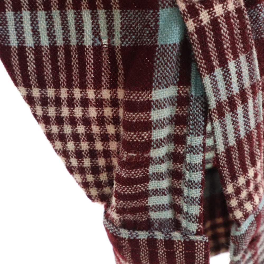 VAN HEUSEN ヴァンヒューゼン 50s 60s 開襟 ヴィンテージ ボックスシルエット チェック柄 長袖 オープンカラーシャツ M ブラウン系 メンズ