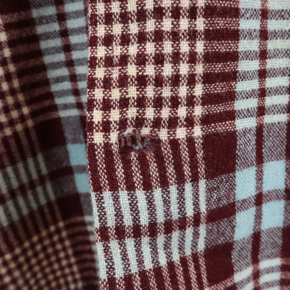 VAN HEUSEN ヴァンヒューゼン 50s 60s 開襟 ヴィンテージ ボックスシルエット チェック柄 長袖 オープンカラーシャツ M ブラウン系 メンズ