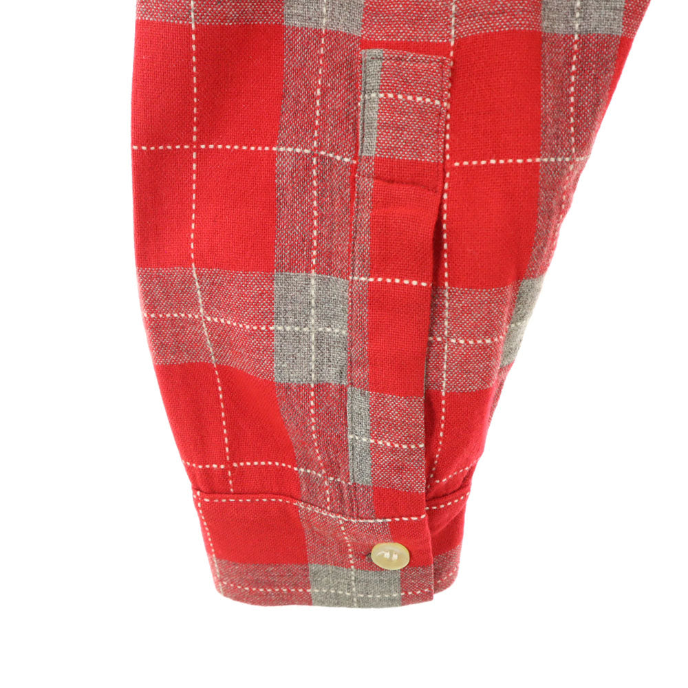 The men's shop 50s 60s 開襟 オープンカラー ヴィンテージ ボックスシルエット チェック柄 長袖 オープンカラーシャツ S 赤系 メンズ