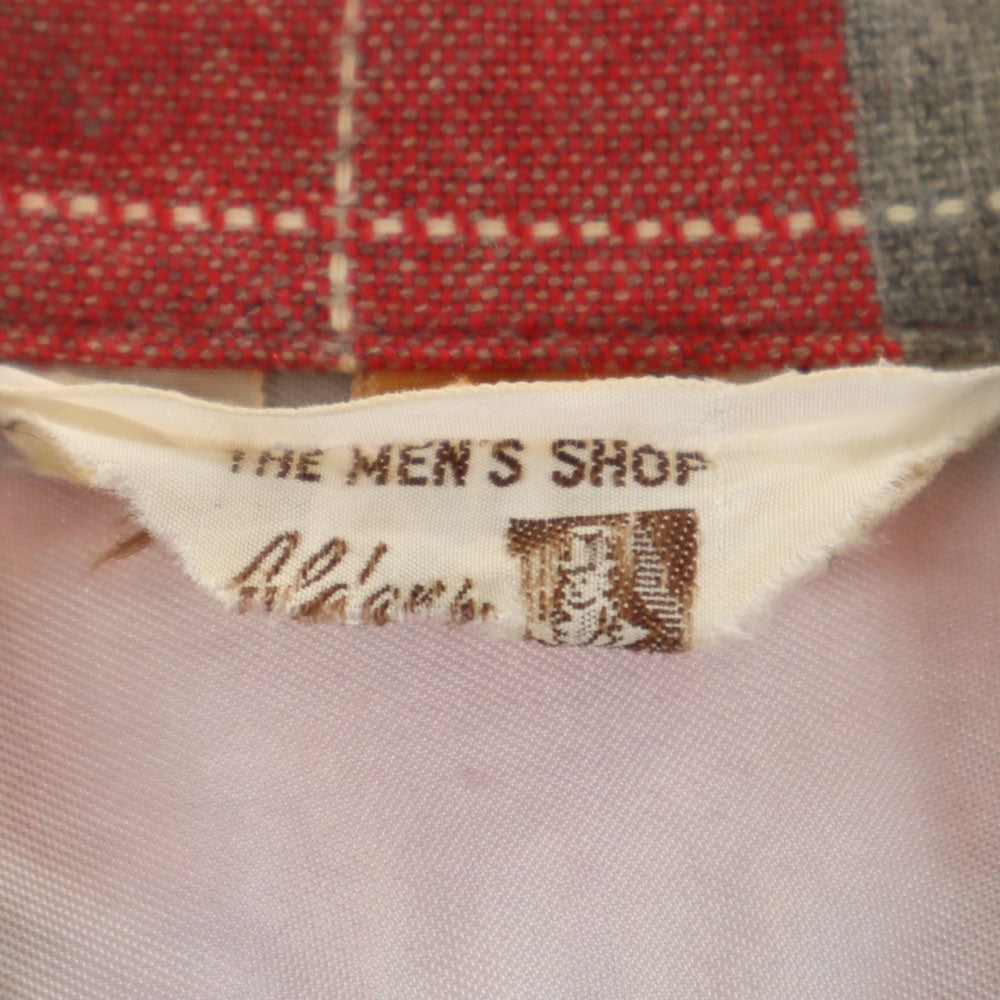 The men's shop 50s 60s 開襟 オープンカラー ヴィンテージ ボックスシルエット チェック柄 長袖 オープンカラーシャツ S 赤系 メンズ