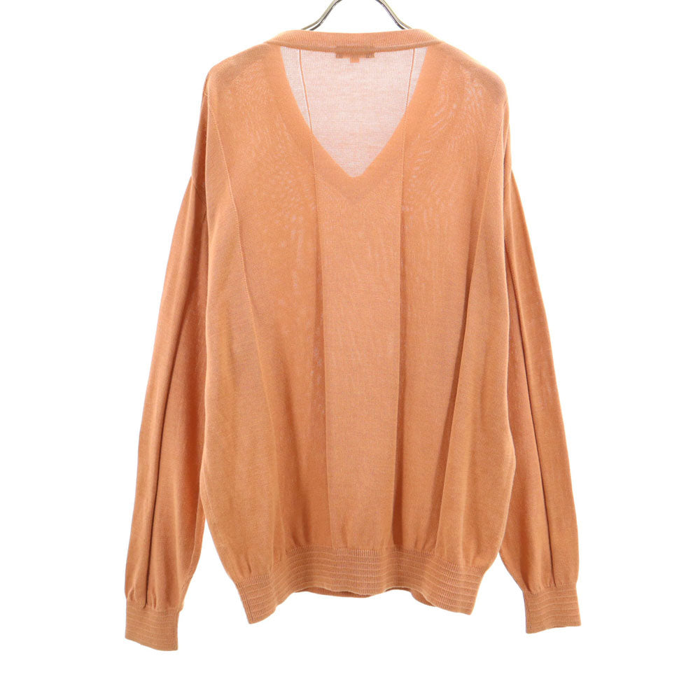 Christian Dior クリスチャンディオール 90s オールド ムッシュ シルクブレンド 長袖 Vネック セーター L ベージュ系 MONSIEUR ニット メンズ