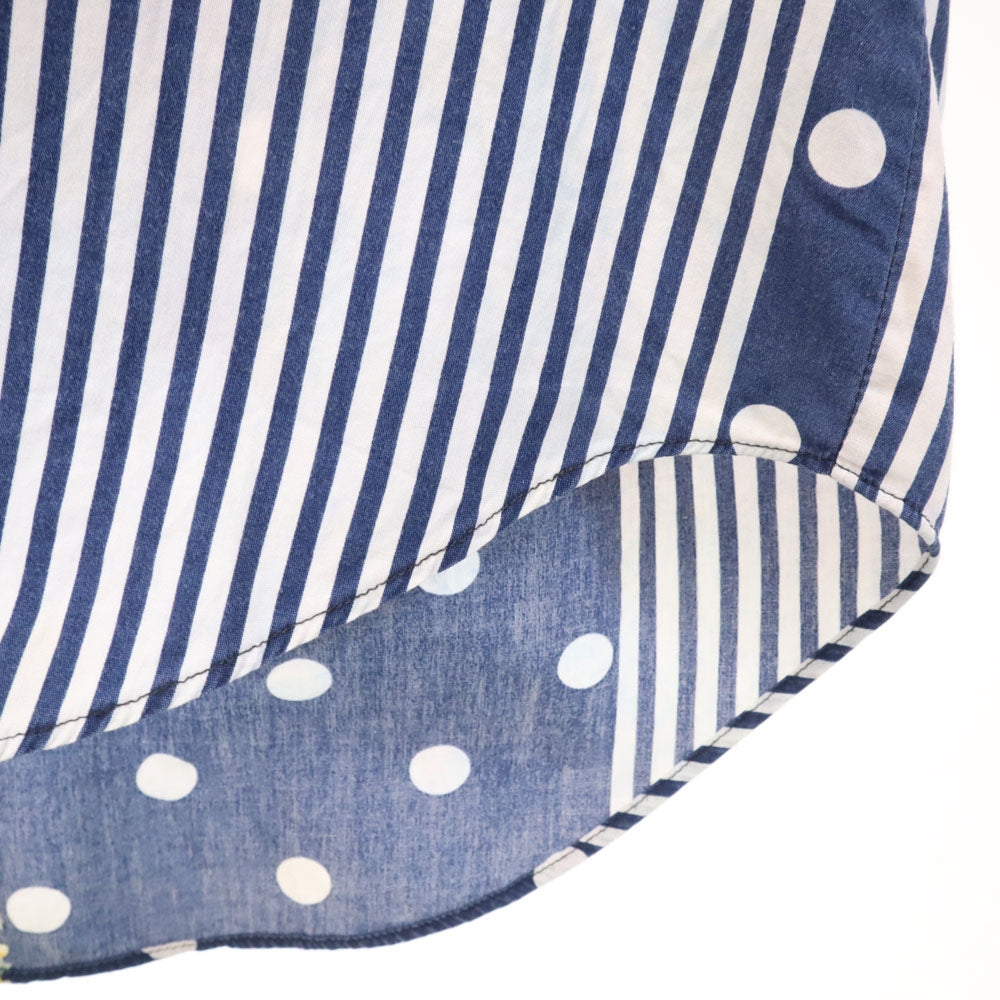 トリマークラフツ 日本製 オールド 花柄 ストライプ 長袖 ボタンダウンシャツ F ネイビー TRIMMER CRAFTS ドット 水玉 メンズ