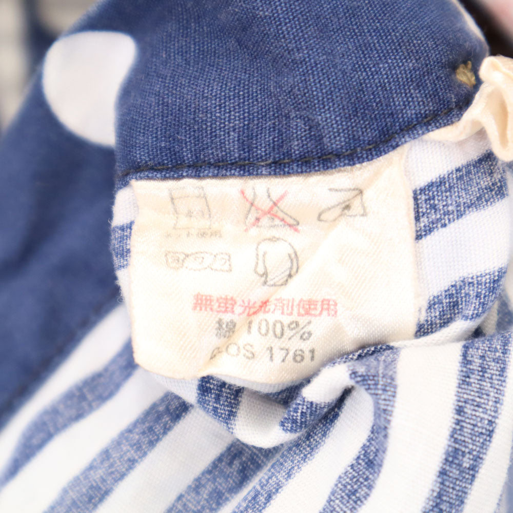 トリマークラフツ 日本製 オールド 花柄 ストライプ 長袖 ボタンダウンシャツ F ネイビー TRIMMER CRAFTS ドット 水玉 メンズ