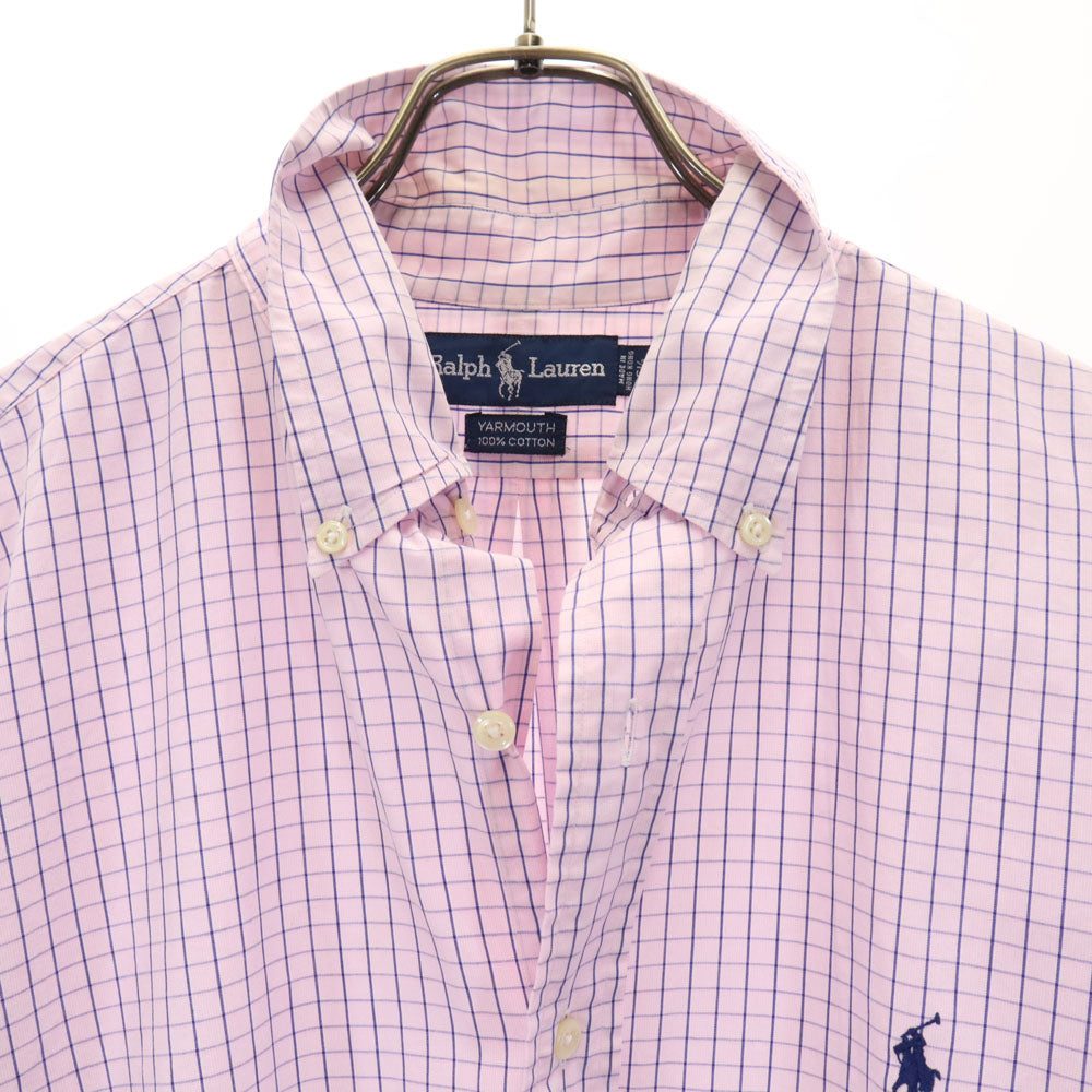 ラルフローレン チェック柄 長袖 ボタンダウンシャツ 161/2 ピンク系 RALPH LAUREN メンズ