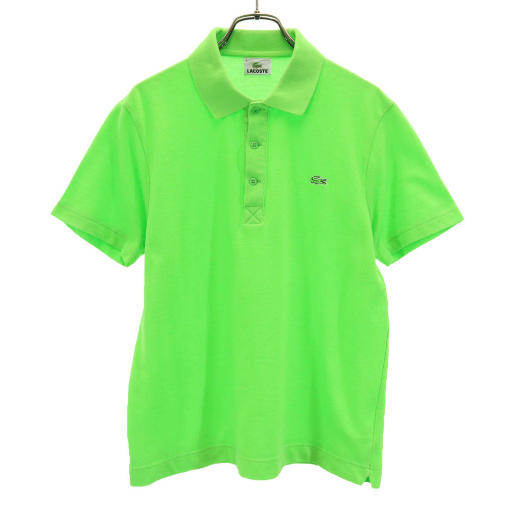 ラコステ 日本製 半袖 ポロシャツ 3 ネオンライトグリーン LACOSTE 鹿の子 メンズ