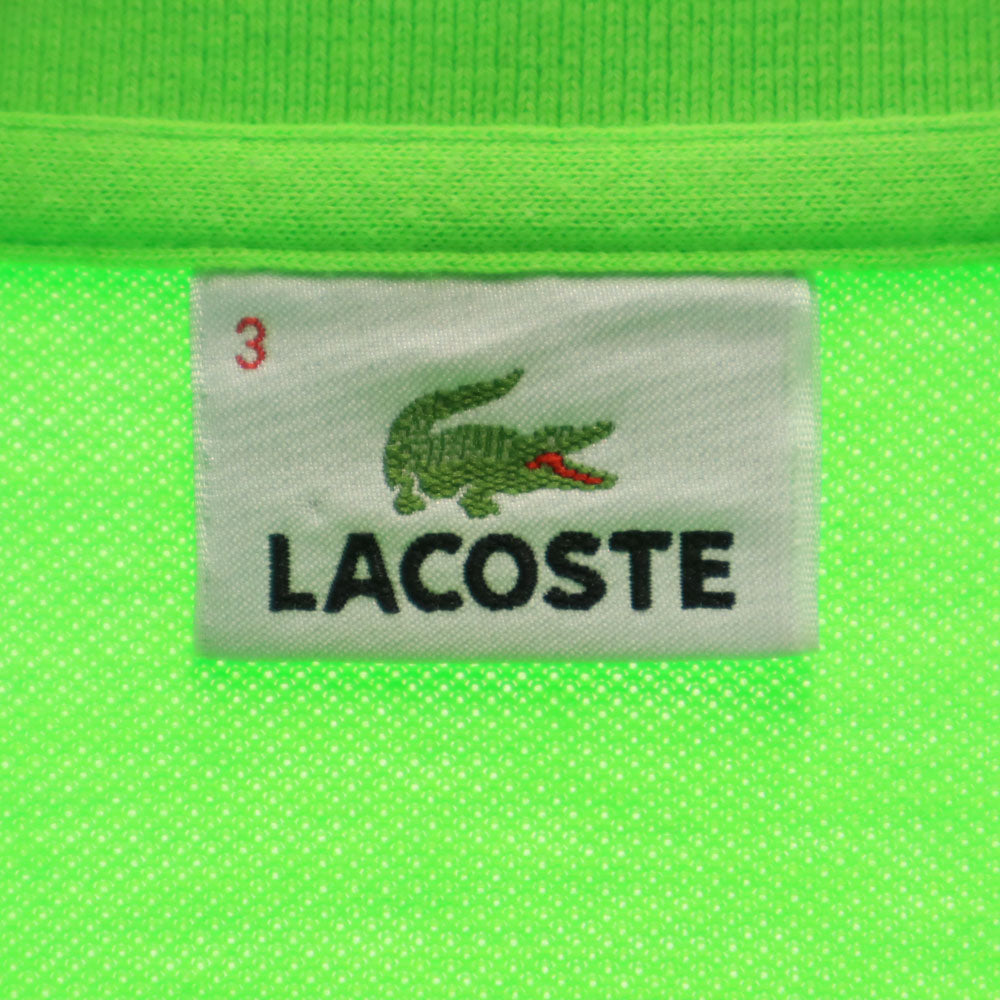 ラコステ 日本製 半袖 ポロシャツ 3 ネオンライトグリーン LACOSTE 鹿の子 メンズ