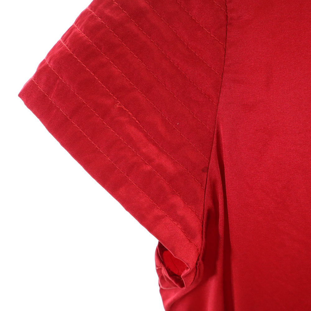 リコルディファムズ シルクブレンド 半袖 丸襟 シャツ M 赤 L'ecole Des Femmes ブラウス フレンチスリーブ レディース