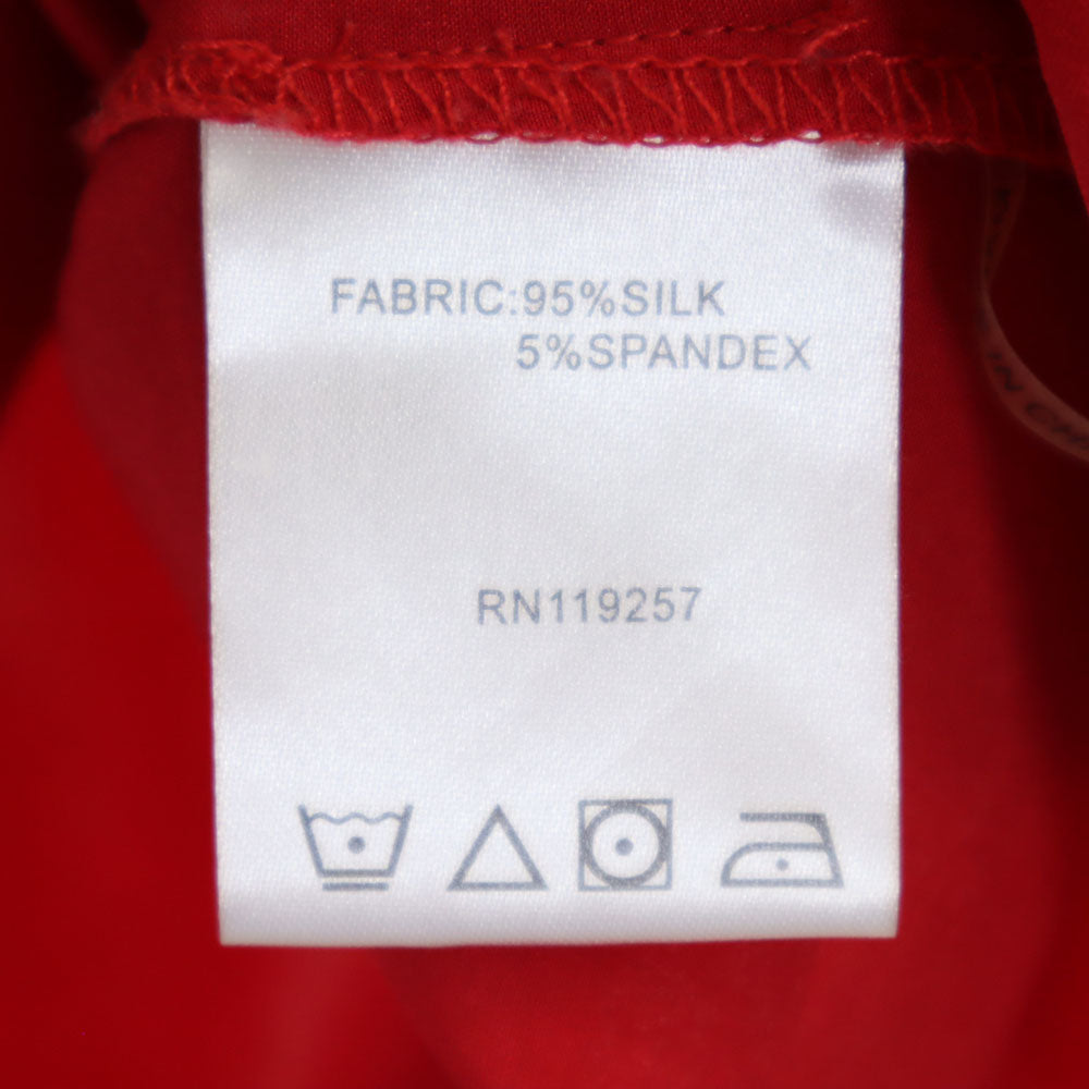 リコルディファムズ シルクブレンド 半袖 丸襟 シャツ M 赤 L'ecole Des Femmes ブラウス フレンチスリーブ レディース