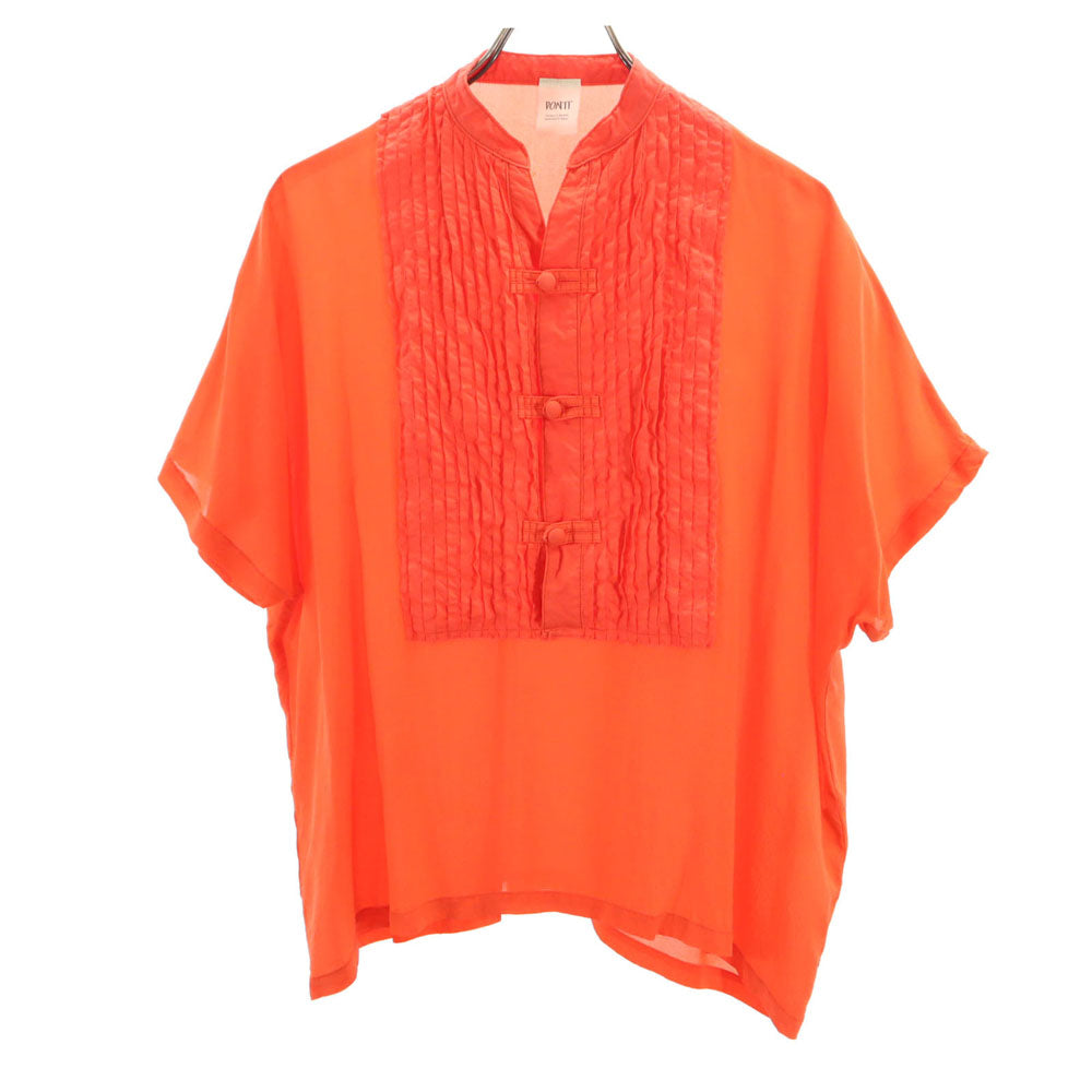 ポンティ 日本製 シルク100% 半袖 シャツ F オレンジ PONTI ブラウス レディース