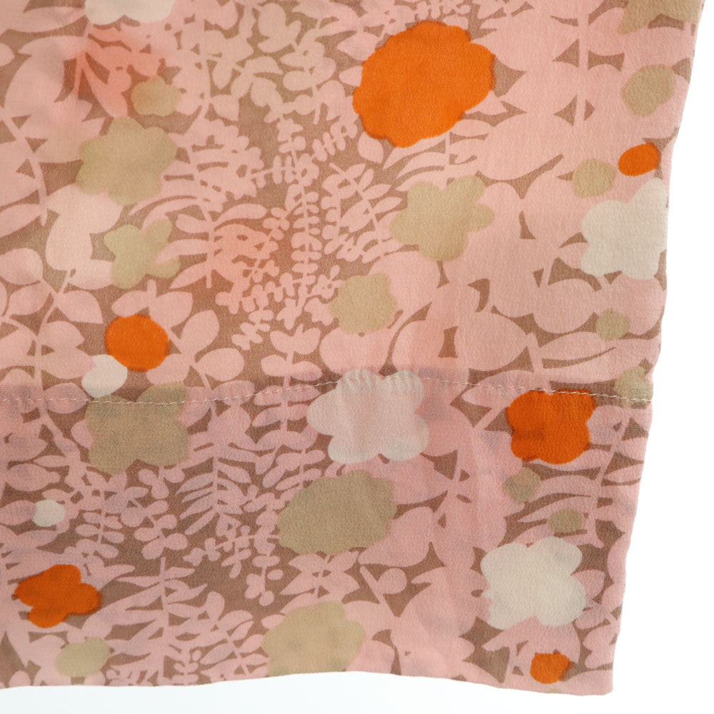 KAREN WALKER カレンウォーカー シルク100% 総柄 ノースリーブ ミニワンピース US2 ピンク系 レディース