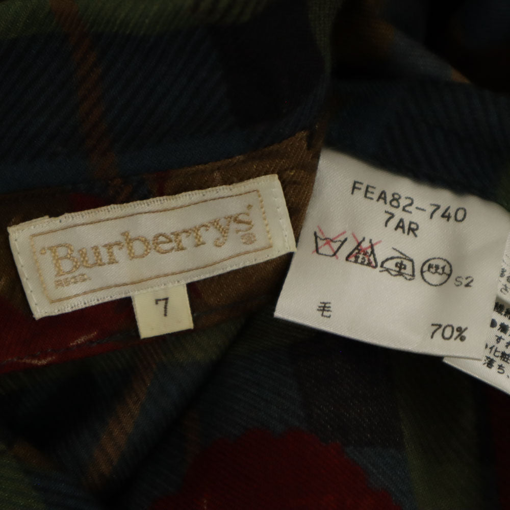 バーバリーズ 90s シルクブレンド オールド 花柄 長袖 オープンカラーシャツ 上下 セットアップ 7AR/9 カーキ 他 Burberrys ラップスカート レディース