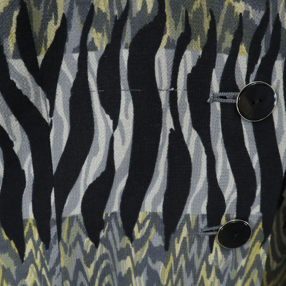 GIVENCHY ジバンシィ 90s オールド 総柄 ノーカラー ジャケット 42 グレー 他 レディース