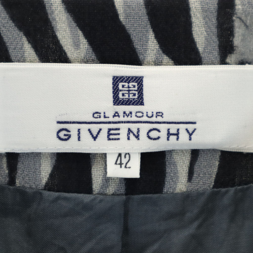 GIVENCHY ジバンシィ 90s オールド 総柄 ノーカラー ジャケット 42 グレー 他 レディース