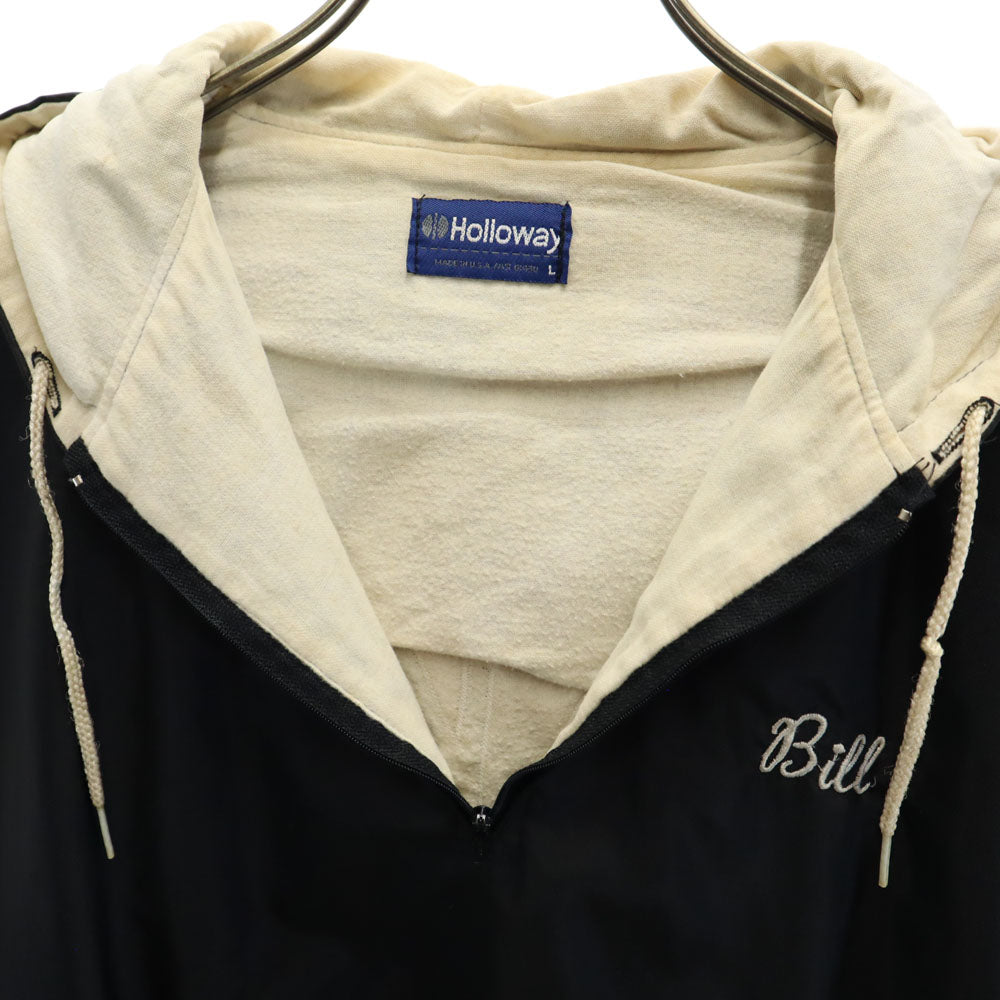 Holloway ホロウェイ 70s 80s USA製 ハーフジップ ジャケット L ブラック プルオーバー メンズ