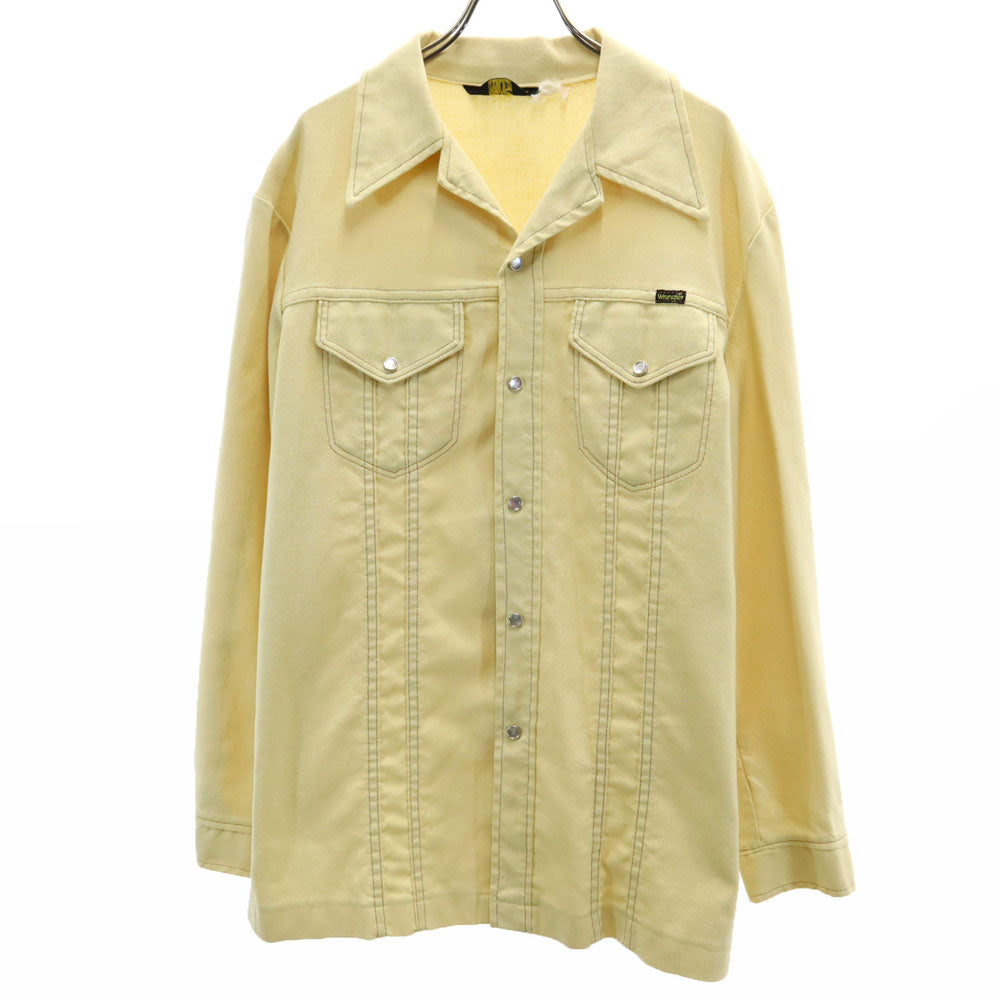 Wrangler ラングラー 70s ヴィンテージ 長袖 オープンカラー ウエスタンシャツ イエロー系 ジャケット メンズ