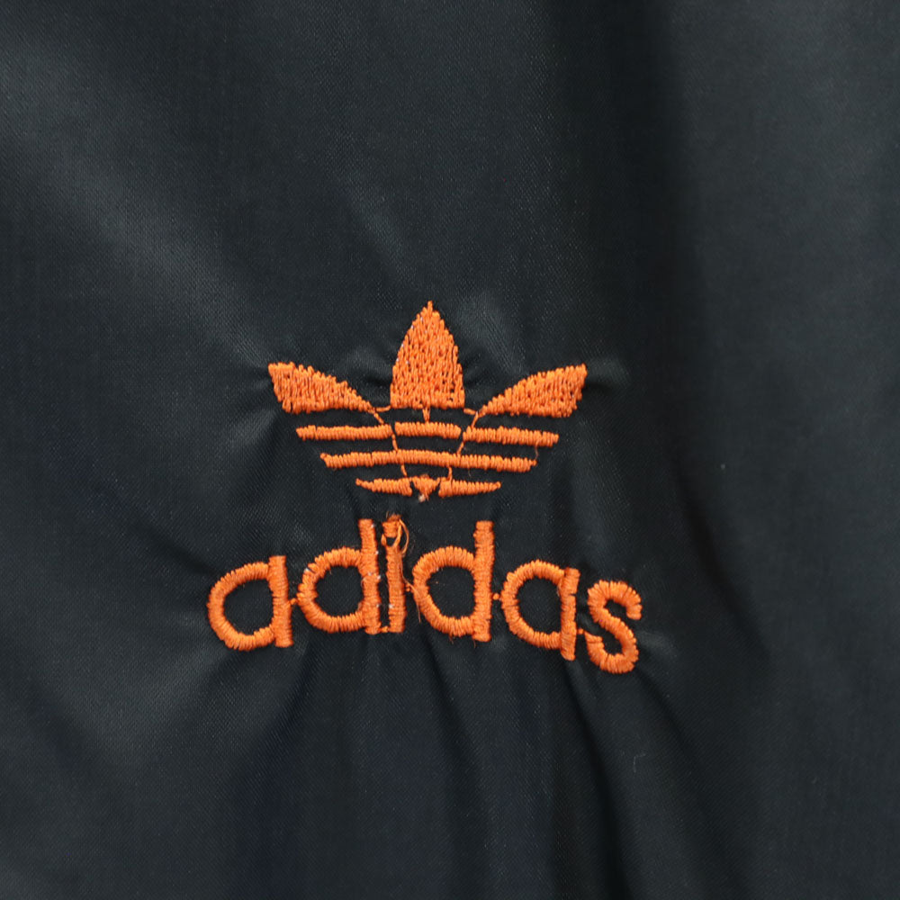 adidas アディダス 70s デサント製 ヴィンテージ トレフォイルロゴ刺繍 ナイロンジャケット M ブラック メンズ