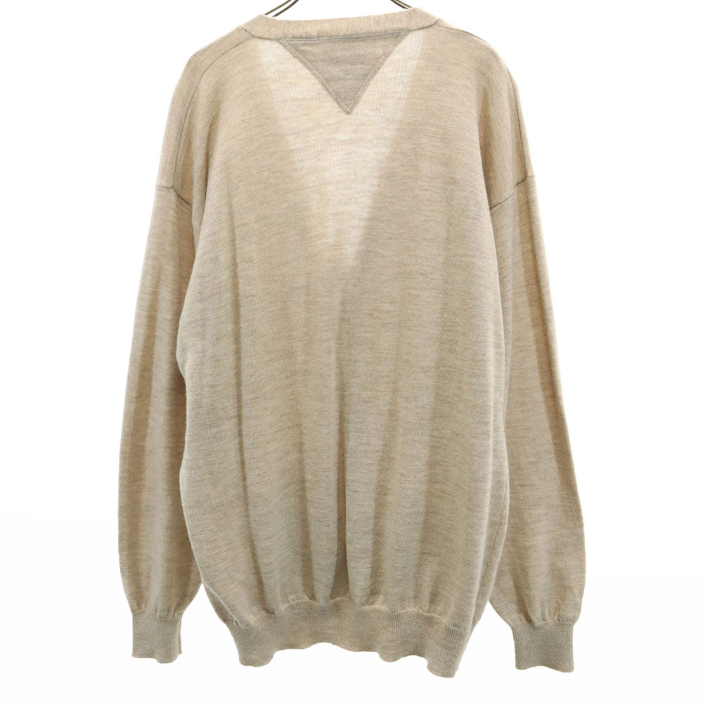 TOMMY HILFIGER トミーヒルフィガー 90s ウール オールド フラッグタグ Vネック ニットカーディガン L ベージュ メンズ