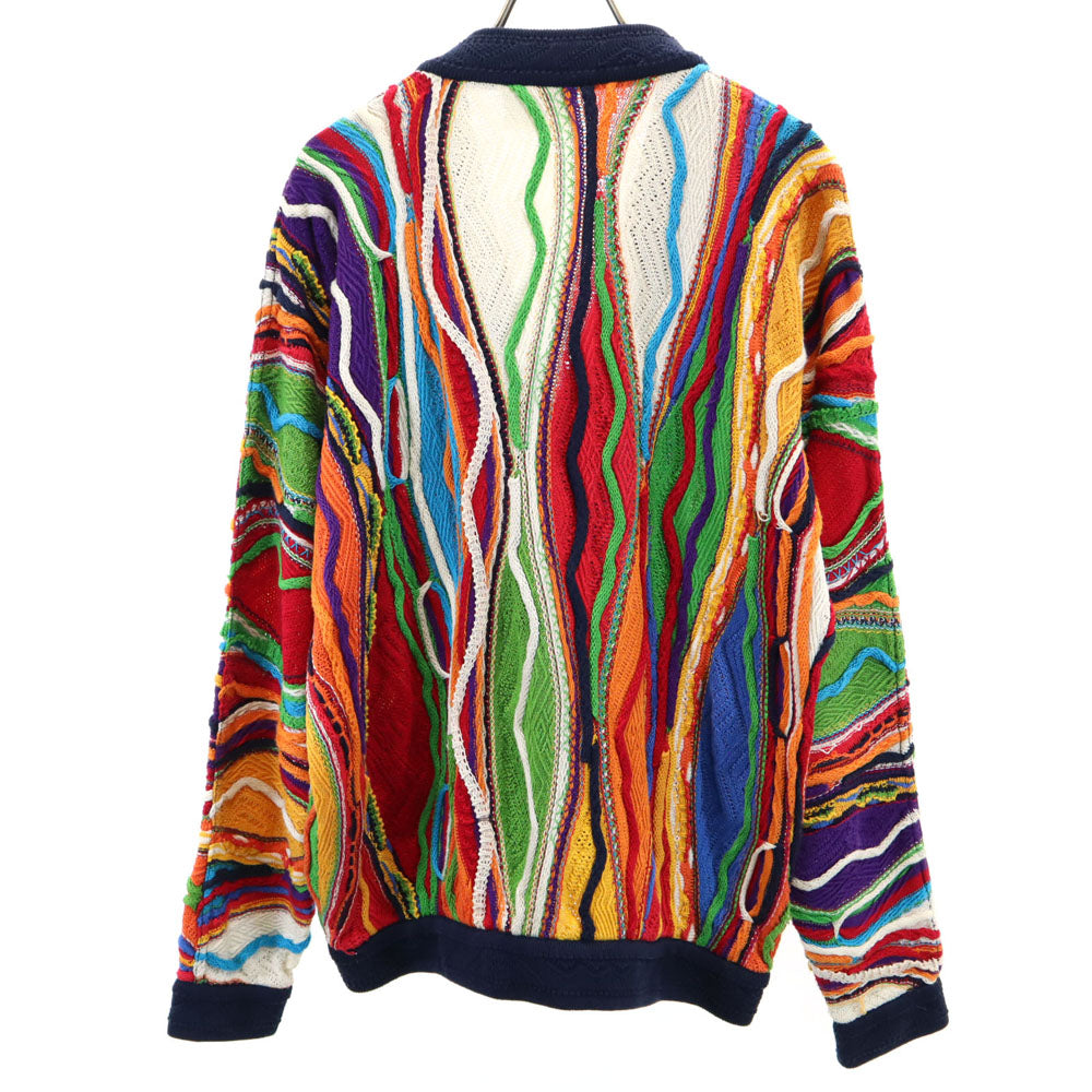 COOGI クージー 90s オーストラリア製 オールド 3D Vネック 3D ニットカーディガン SS ネイビー 長袖 メンズ