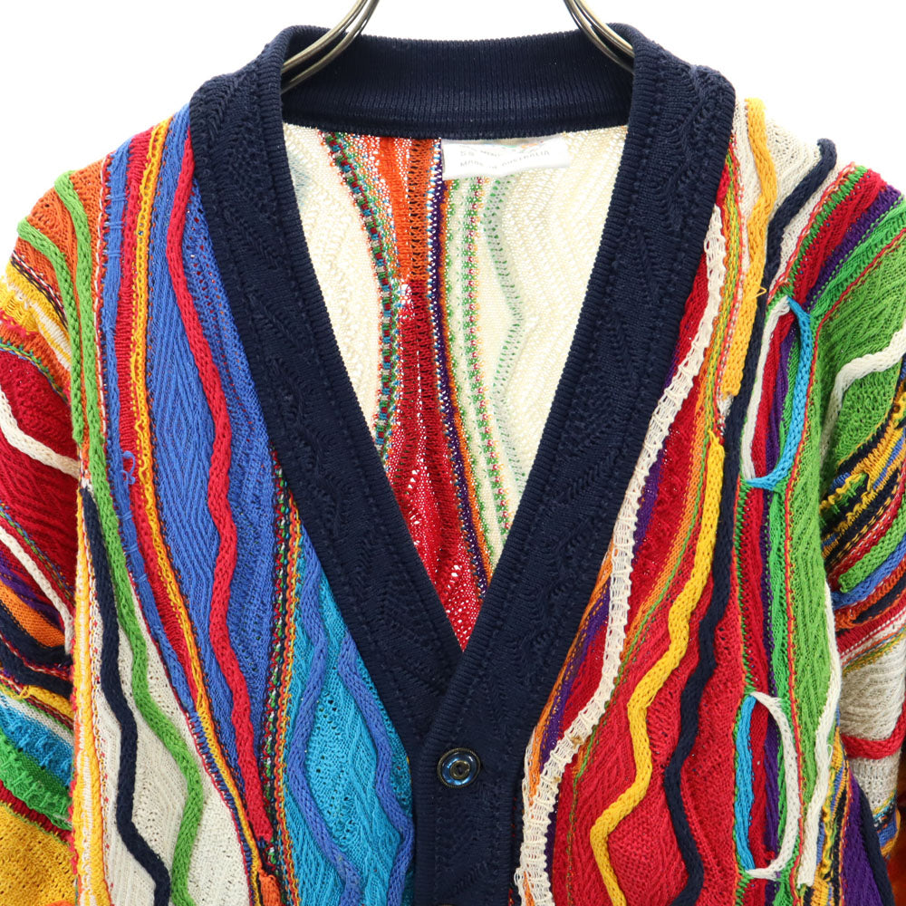 COOGI クージー 90s オーストラリア製 オールド 3D Vネック 3D ニットカーディガン SS ネイビー 長袖 メンズ