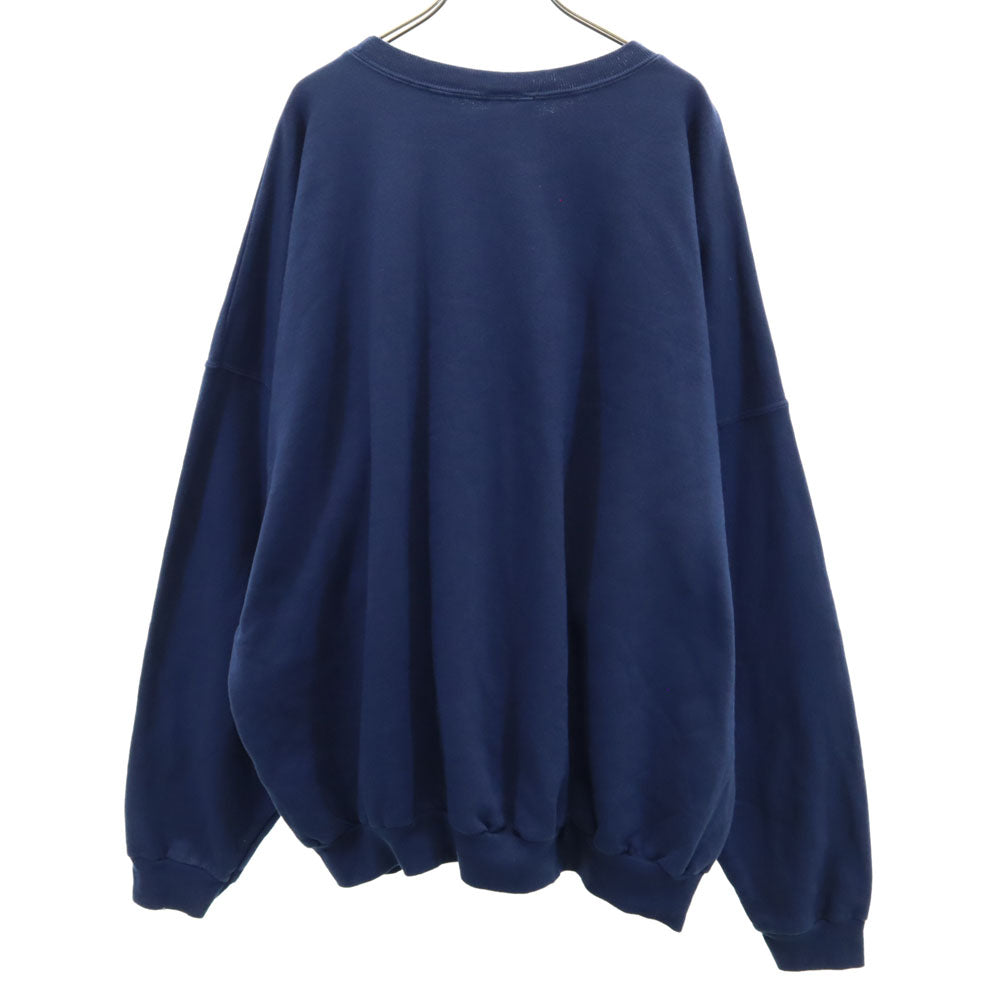 Disney ディズニー オールド ミッキーマウスプリント 長袖 トレーナー 4XL ネイビー系 ビッグサイズ スウェット 裏起毛 メンズ