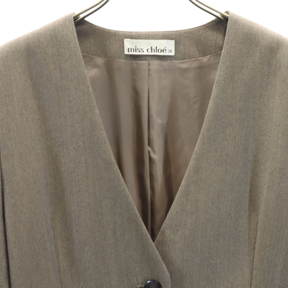 miss chloe ミスクロエ 日本製 ウール ノーカラー ジャケット 38 グレー レディース