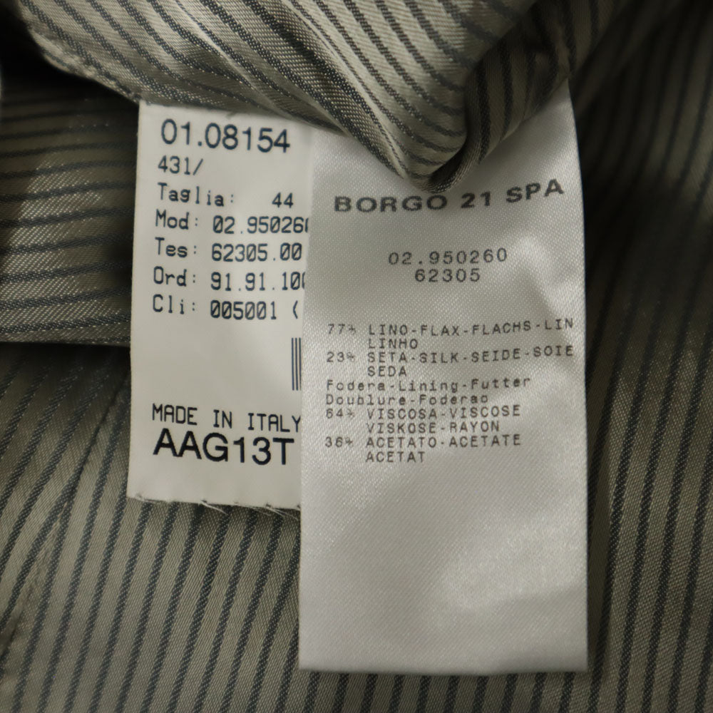 GIORGIO ARMANI ジョルジオアルマーニ イタリア製 リネンブレンド テーラードジャケット 44 グレー レディース