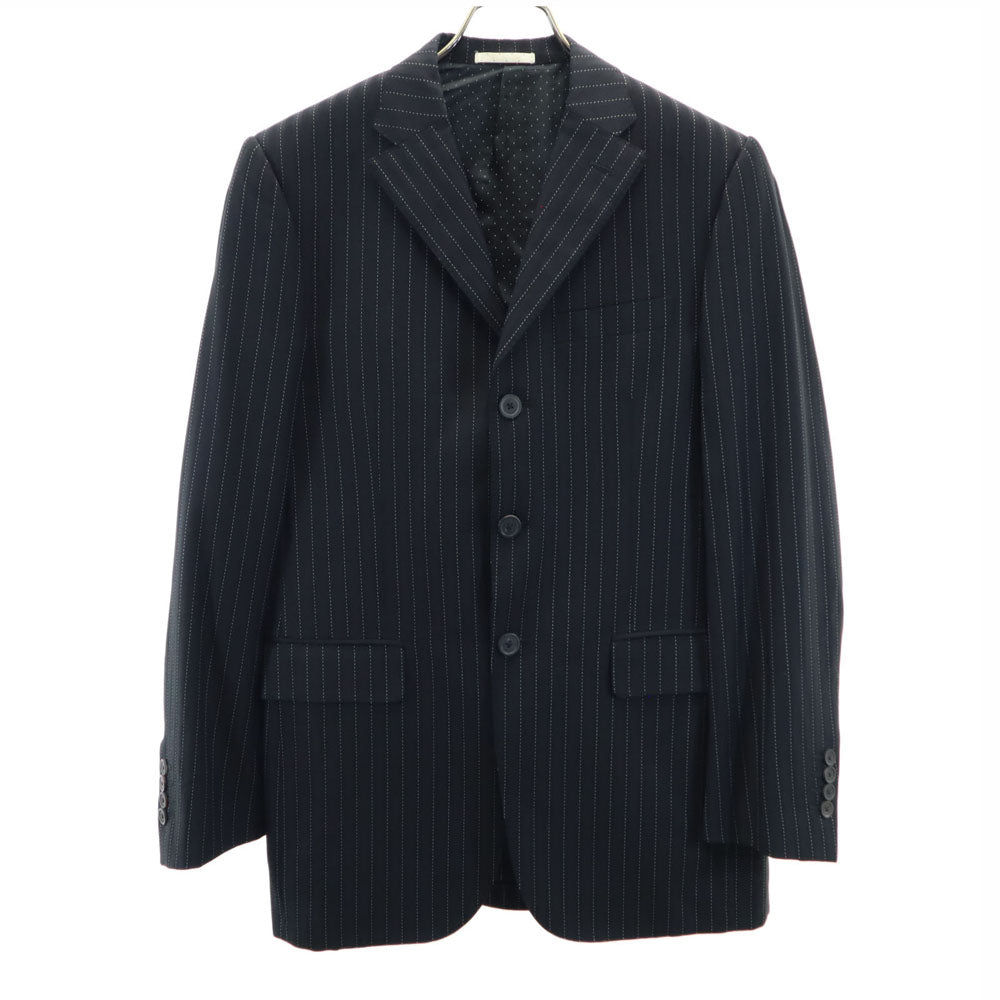 GIVENCHY ジバンシィ イタリア製 シルクブレンド ストライプ柄 テーラードジャケット 46 ブラック メンズ