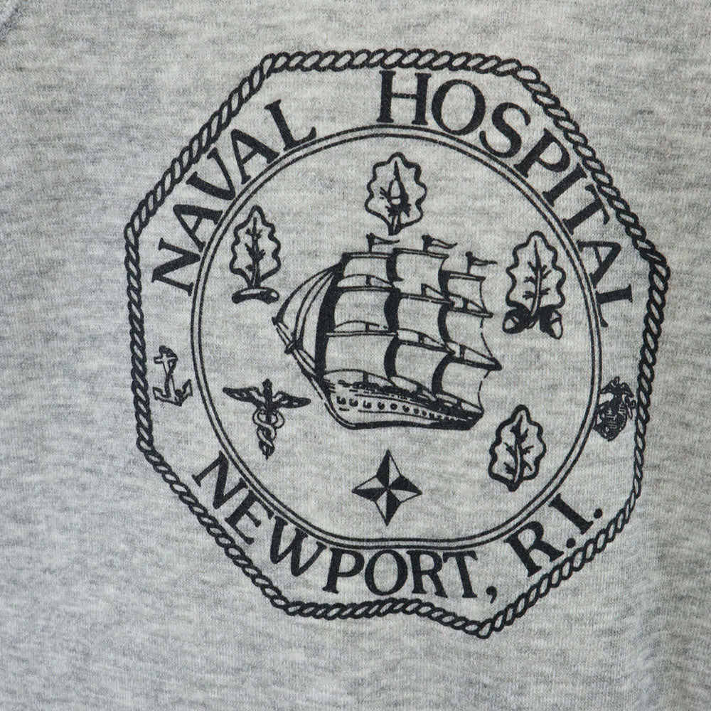 70s ヴィンテージ 沖縄米軍海軍病院 US NAVY 長袖 スウェット トレーナー グレー 裏起毛 NAVAL HOSPITAL メンズ