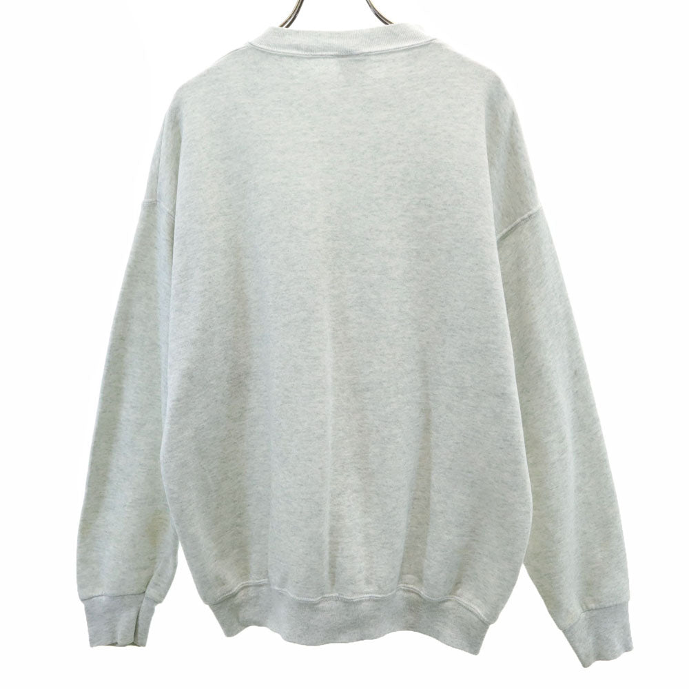 OLD オールド 90s バード プリント 長袖 スウェット トレーナー L ライトグレー 裏起毛 鳥 メンズ