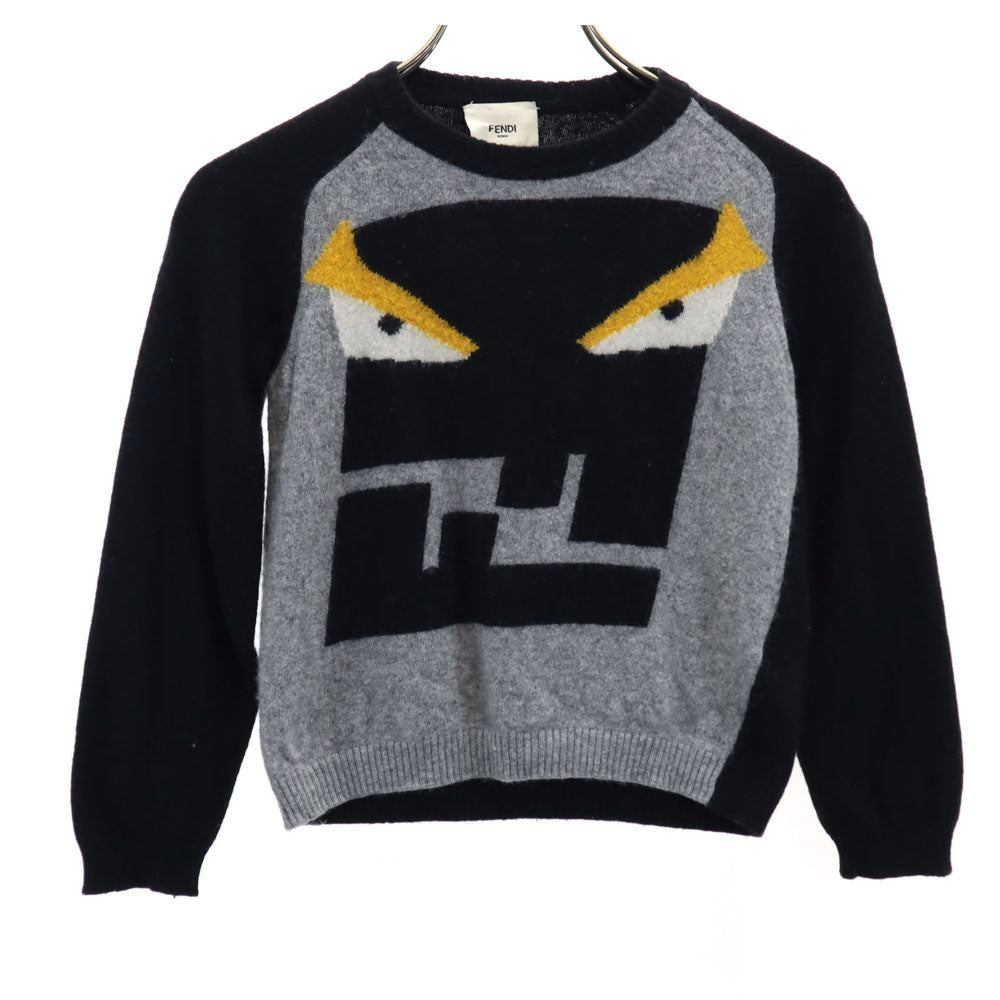 FENDI フェンディ イタリア製 ウールブレンド モンスター 長袖 セーター 6/121 グレー ニット キッズ