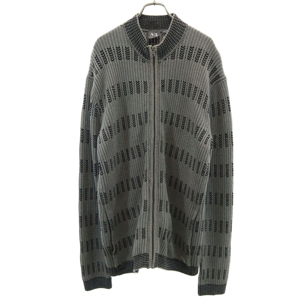 アルマーニエクスチェンジ 総柄 長袖 ハイネック ジップ セーター XL グレー系 ARMANI EXCHANGE ニット メンズ