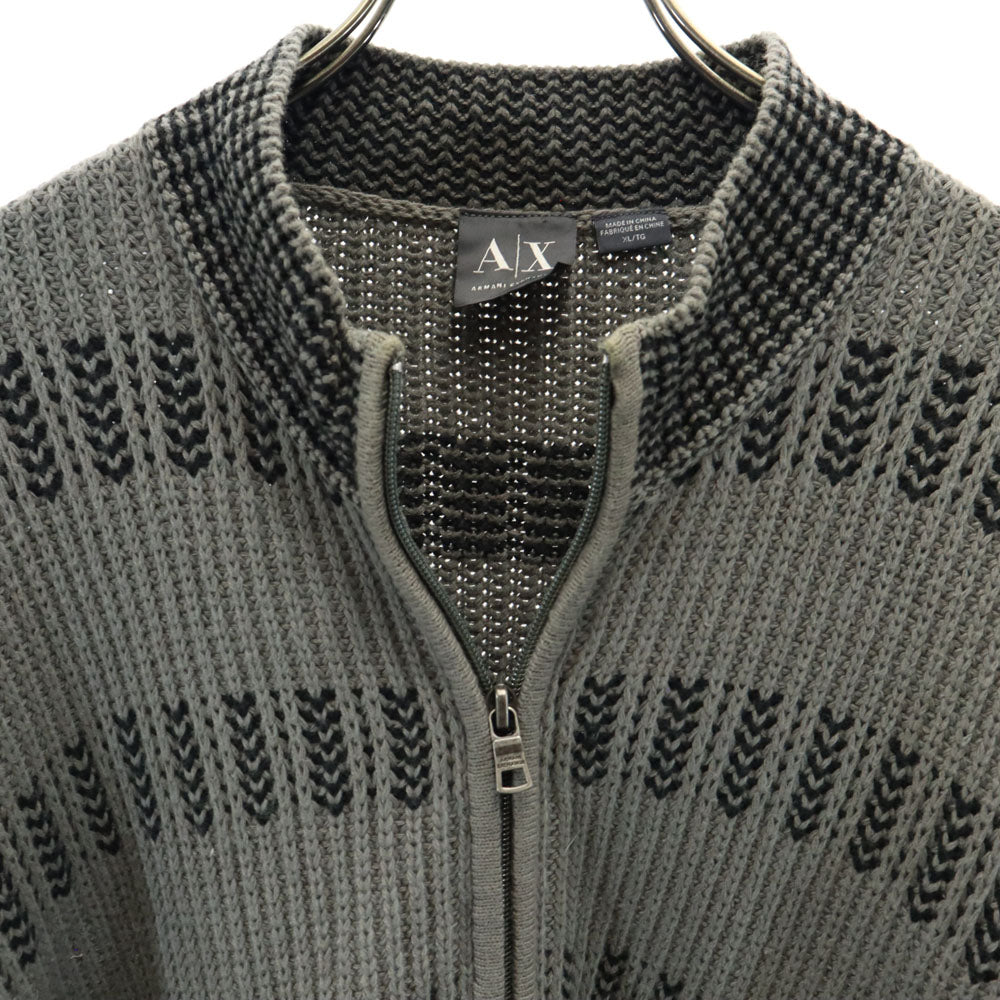 アルマーニエクスチェンジ 総柄 長袖 ハイネック ジップ セーター XL グレー系 ARMANI EXCHANGE ニット メンズ