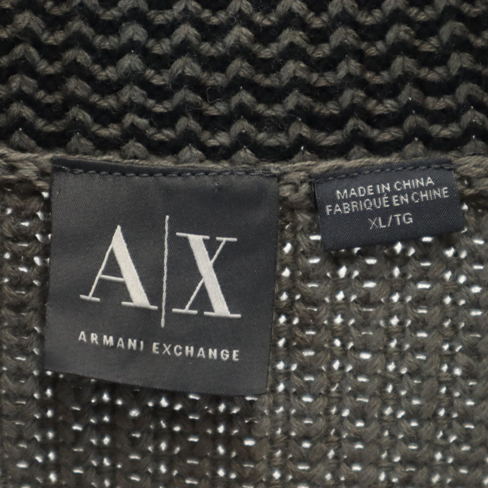 アルマーニエクスチェンジ 総柄 長袖 ハイネック ジップ セーター XL グレー系 ARMANI EXCHANGE ニット メンズ