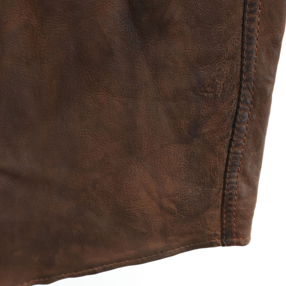 ドルチェアンドガッバーナ イタリア製 長袖 ラムレザー ウエスタンシャツ 48 ブラウン DOLCE&GABBANA メンズ