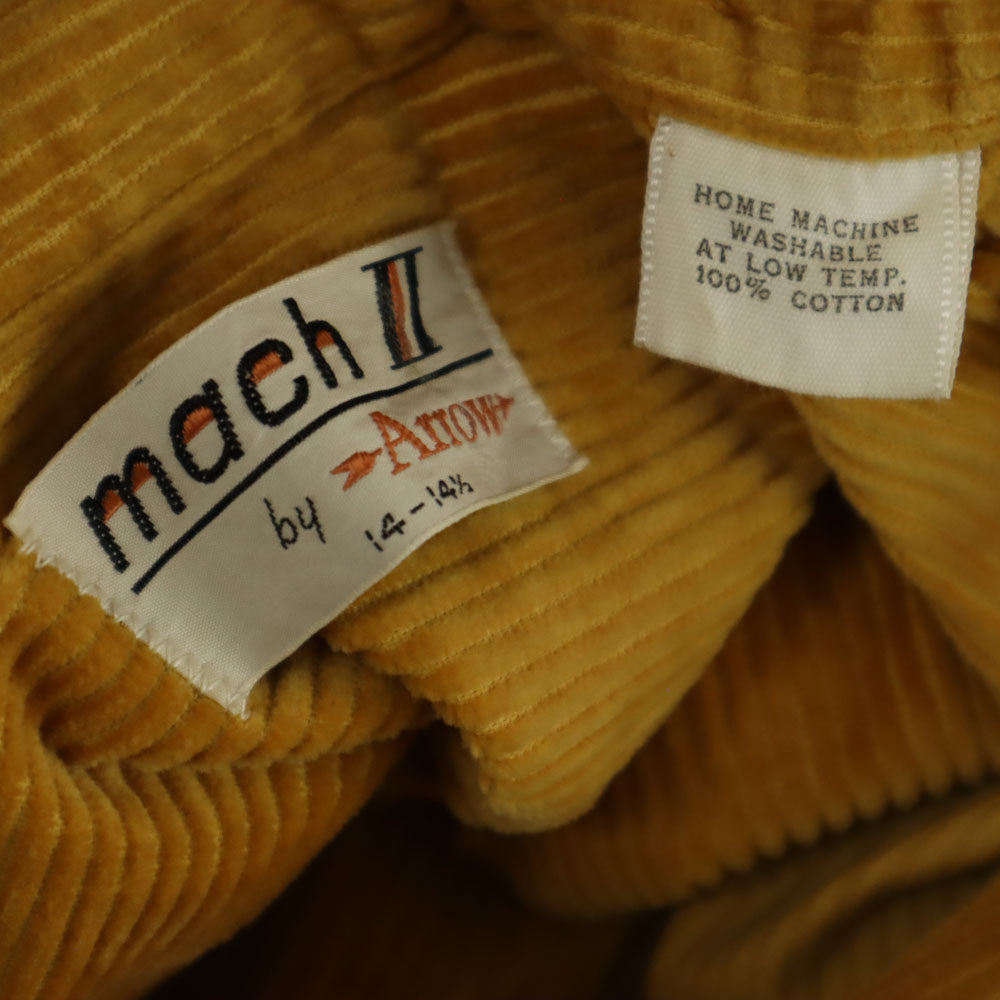 ARROW アロー 70s USA製 ヴィンテージ ブッシュ 長袖 コーデュロイ ミリタリーシャツ 14-14 1/2 マスタード メンズ