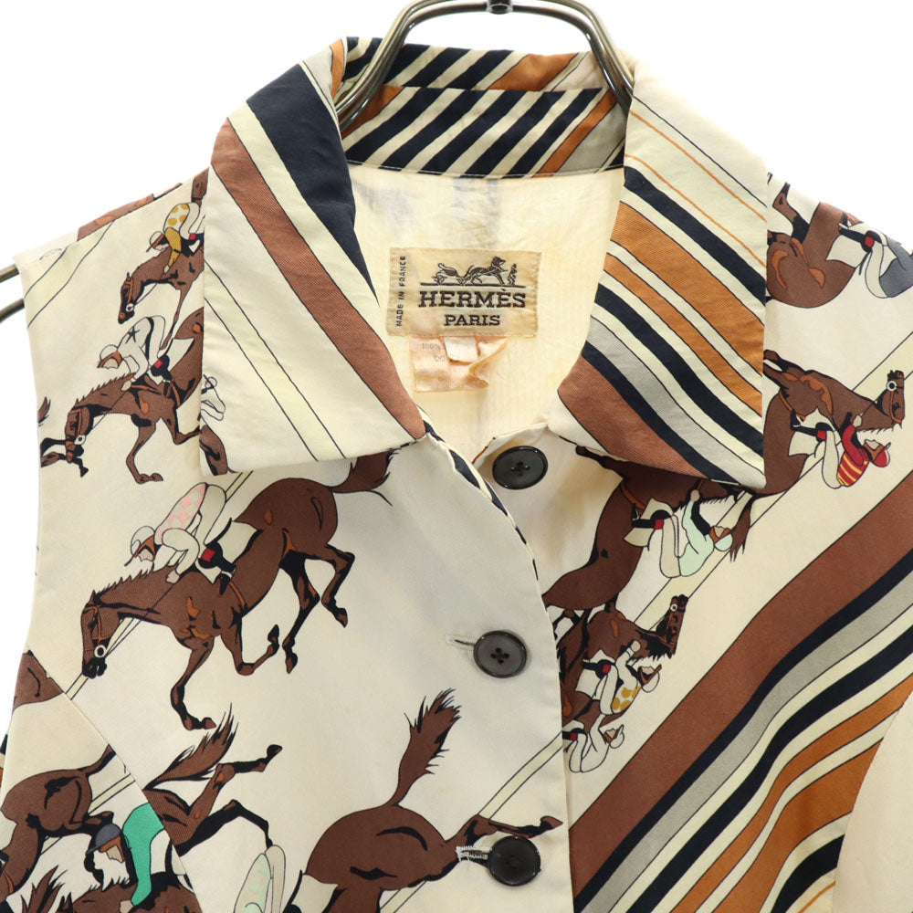 HERMES エルメス 馬柄 ベスト 40 アイボリー系 レディース