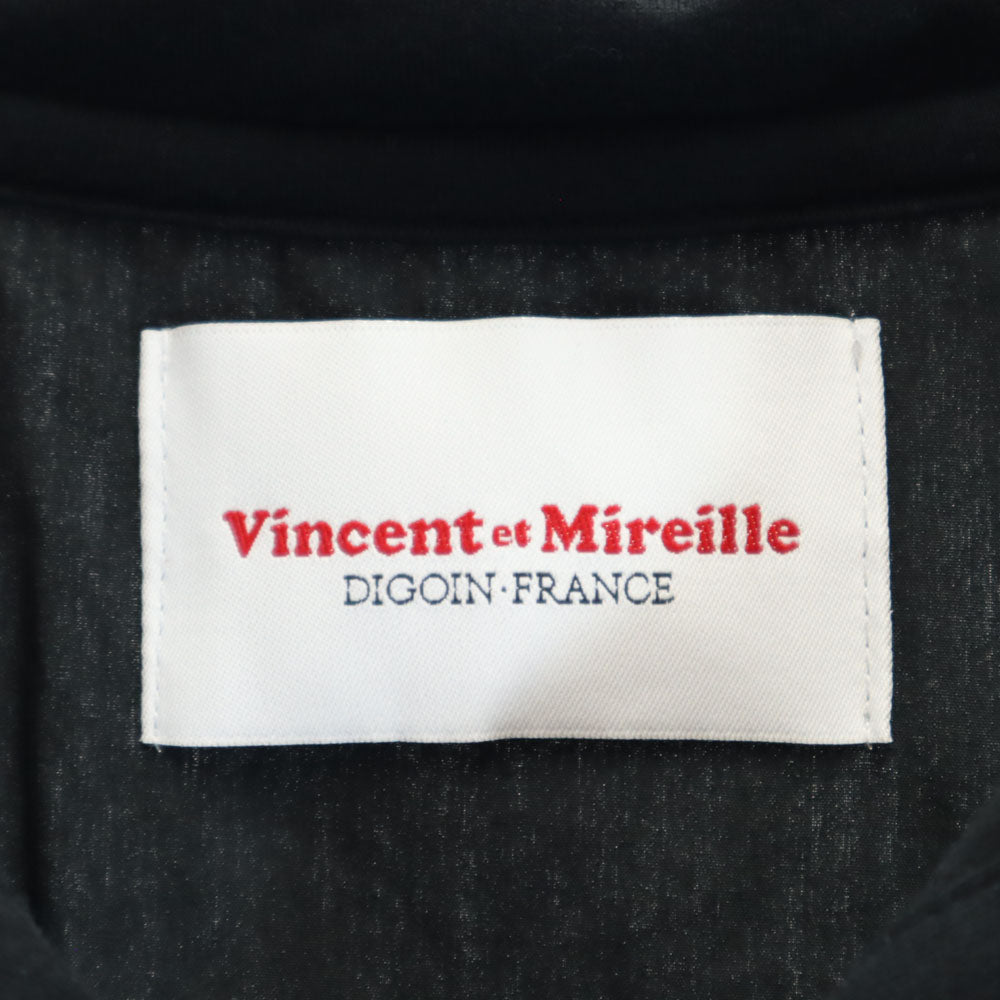 ヴァンソンミレイユ 日本製 半袖 ジャージー 切替 スキッパーカラー ポロシャツ 42 ブラック Vincent et Mireille メンズ
