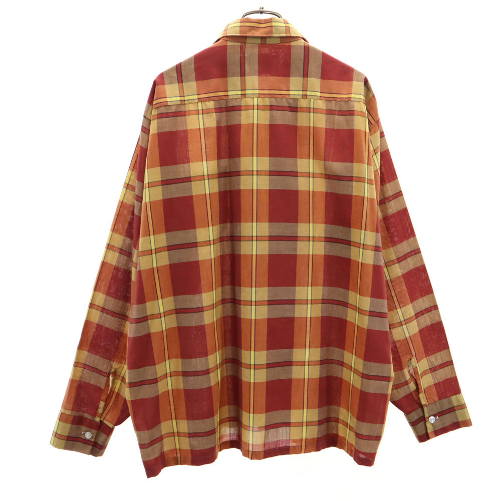 Sears シアーズ 60s ヴィンテージ ボックスカット チェック柄 長袖 シャツ L オレンジ系 ビッグサイズ メンズ
