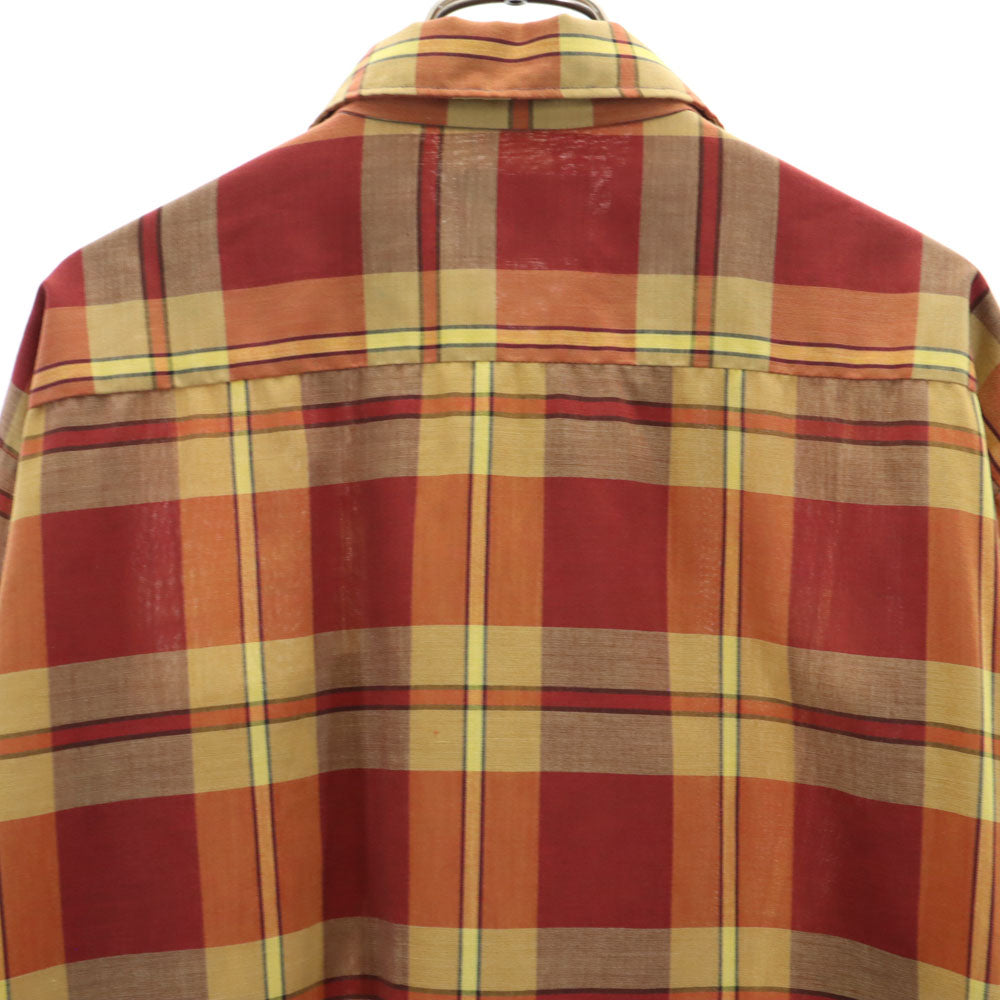 Sears シアーズ 60s ヴィンテージ ボックスカット チェック柄 長袖 シャツ L オレンジ系 ビッグサイズ メンズ