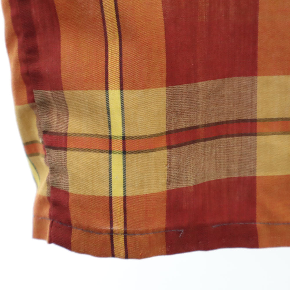 Sears シアーズ 60s ヴィンテージ ボックスカット チェック柄 長袖 シャツ L オレンジ系 ビッグサイズ メンズ