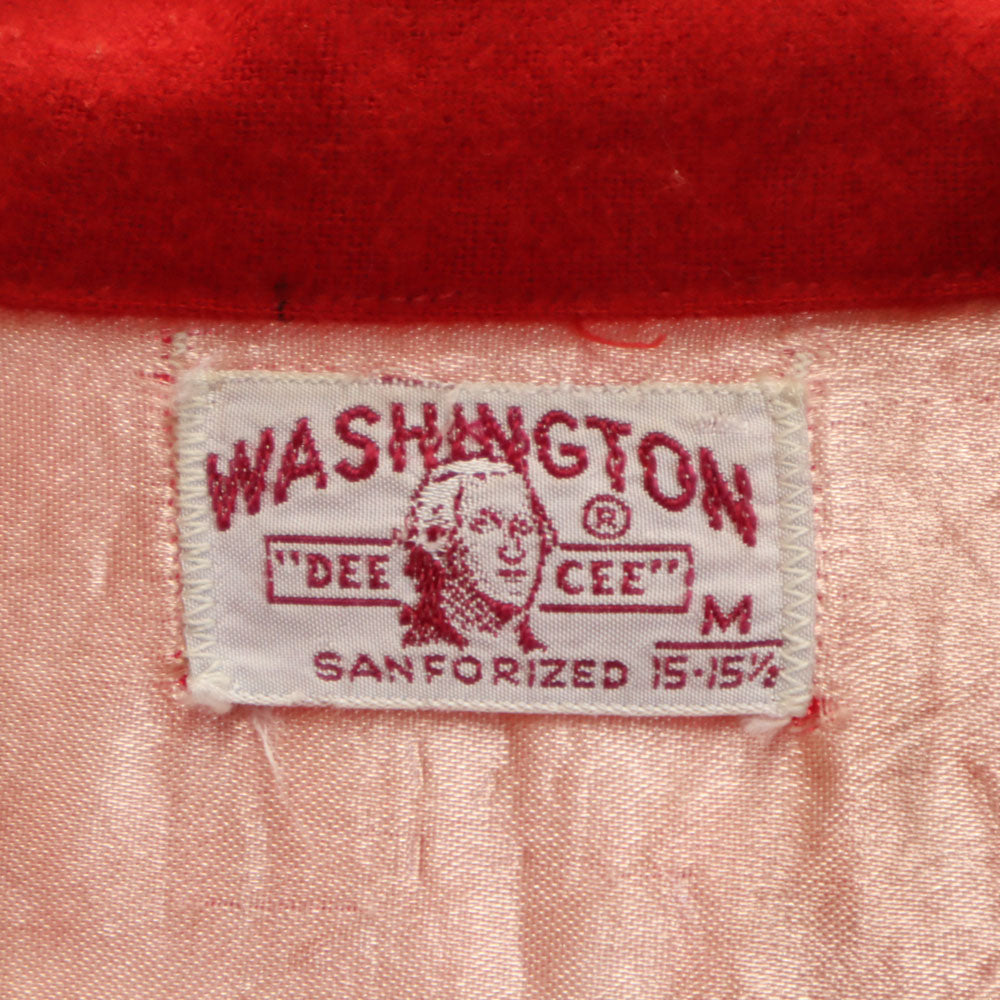 Washington ワシントン 50s ヴィンテージ 開襟 ボックスカット 長袖 フランネル オープンカラーシャツ M レッド メンズ