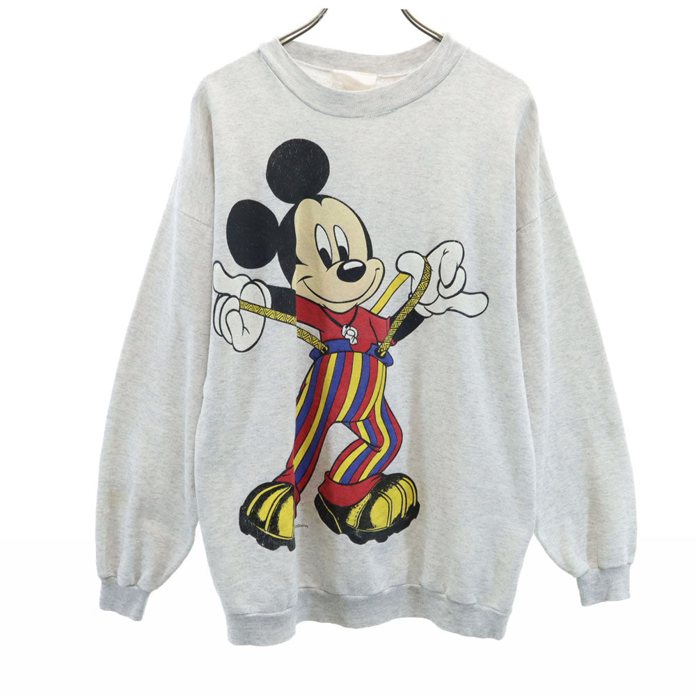 OLD オールド 90s ディズニー ミッキーマウス 長袖 スウェット トレーナー M ライトグレー Disney メンズ