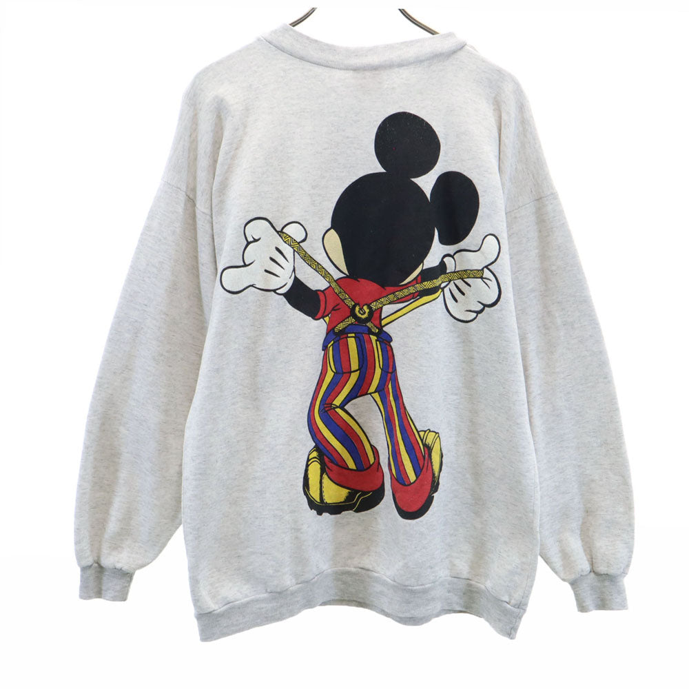 OLD オールド 90s ディズニー ミッキーマウス 長袖 スウェット トレーナー M ライトグレー Disney メンズ