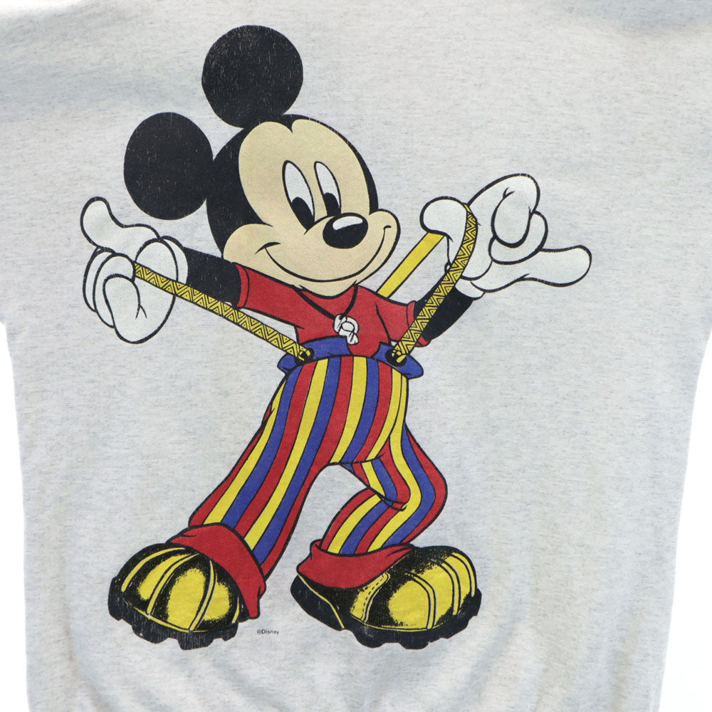 OLD オールド 90s ディズニー ミッキーマウス 長袖 スウェット トレーナー M ライトグレー Disney メンズ