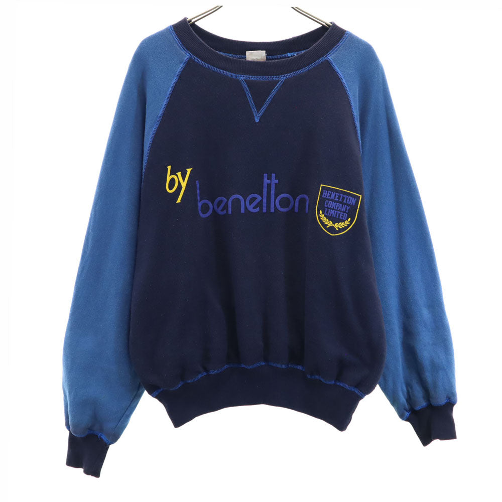 BENETTON ベネトン 80s イタリア製 オールド 長袖 スウェット トレーナー M ネイビー メンズ