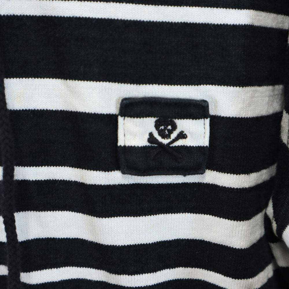 WTAPS ダブルタップス 日本製 ボーダー柄 長袖 ジップパーカー S 白×ブラック メンズ